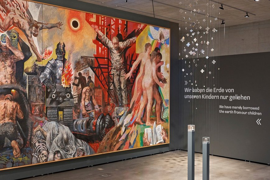 Gegenüberstellung Bild von Willi Sitte und Installation von Eberhard Göschel