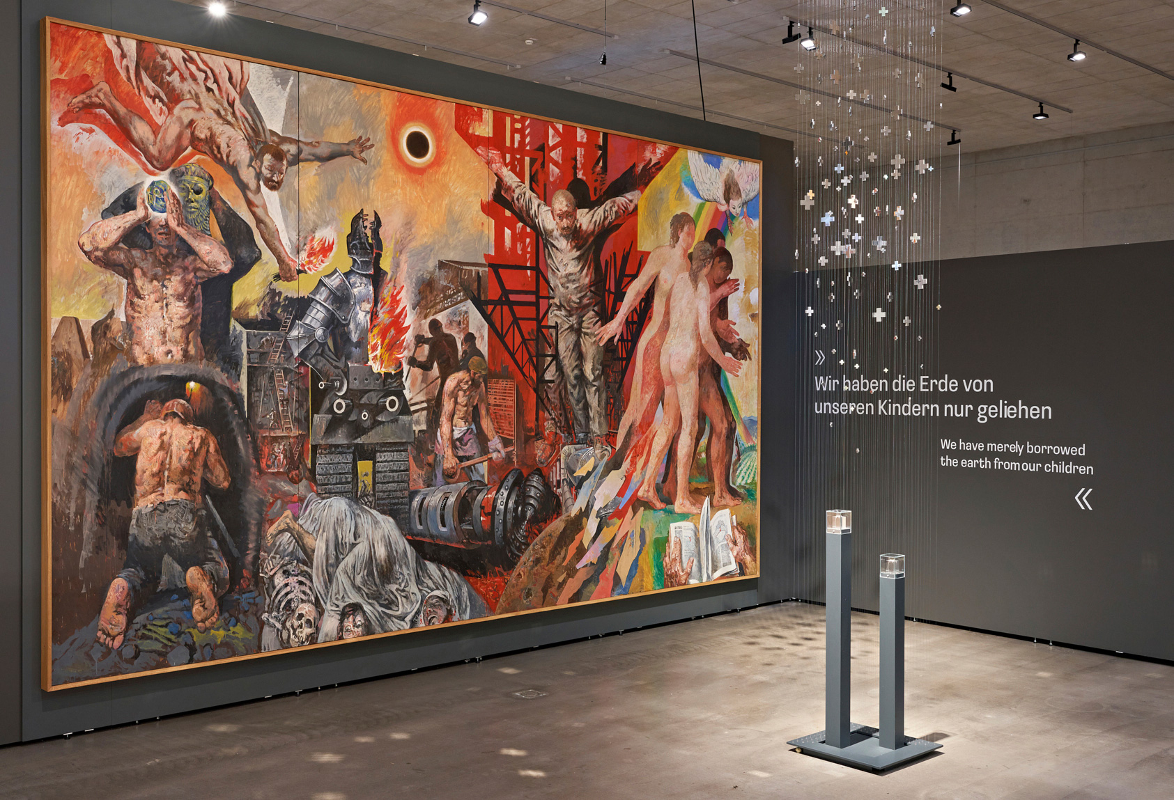 Gegenüberstellung Bild von Willi Sitte und Installation von Eberhard Göschel
